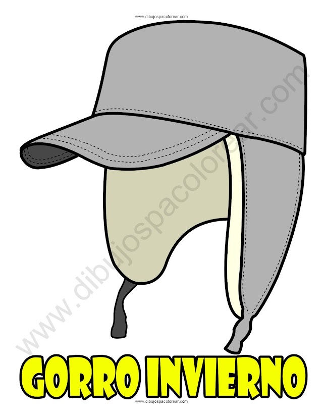 Gorro de invierno dibujo a color y para colorear